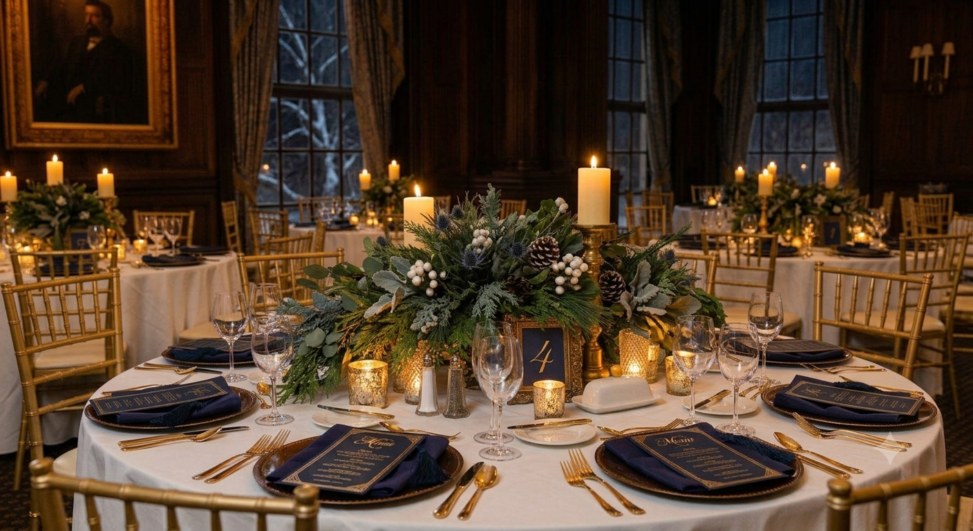 The Main Dining Room at The Toledo Club, set for dinner